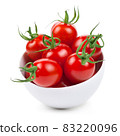 Organic Cherry Tomatoes In White Bowl Isolated 83220096