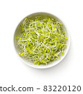 Fresh Broccoli Sprouts In White Bowl Isolated 83220120