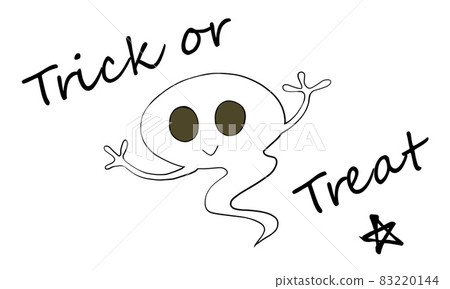 Illustration of a cute ghost laughing as a trick or treat Illustration of a cute ghost laughing as a trick or treat 83220144