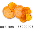 Vegan Sweet Potato Slices And Chips Isolated 83220403