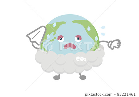 Vector illustration of a character of the earth wrapped in greenhouse gases (sweat) Vector illustration of a character of the earth wrapped in greenhouse gases (sweat) 83221461