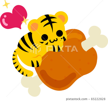 Illustration of cute tiger and big boned meat Illustration of cute tiger and big boned meat 83222828