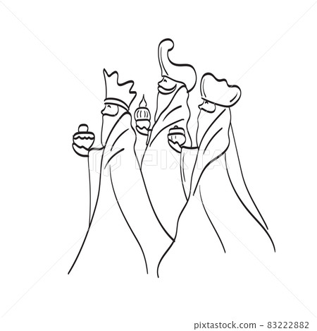 line art three wise men from nativity scene illustration vector isolated on white background 83222882