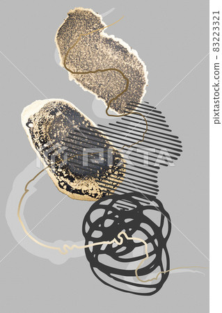 Abstract art background with glowing gold alcohol ink elements and geometric forms. Art poster design. Abstract art background with glowing gold alcohol ink elements and geometric forms. Art poster design. 83223321