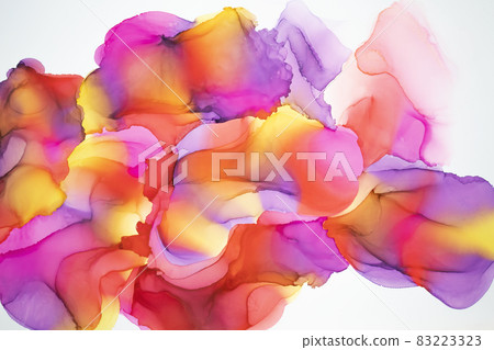Abstract fluid art painting background alcohol ink, mixture of pink, purple and yellow paints. Abstract fluid art painting background alcohol ink, mixture of pink, purple and yellow paints. 83223323