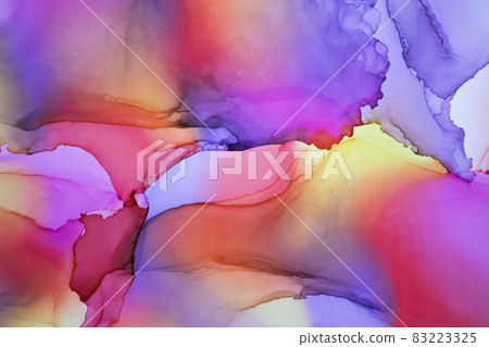 Abstract fluid art painting background alcohol ink, mixture of pink, purple and yellow paints. Abstract fluid art painting background alcohol ink, mixture of pink, purple and yellow paints. 83223325