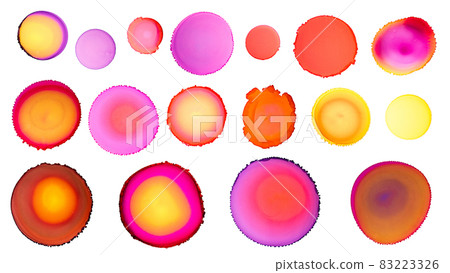Abstract poster of alcohol ink stains and tree silhouettes. Soft gradients of pinks and yellow sky. Day and night, lifetime, change of seasons. Vacation vibe. Abstract poster of alcohol ink stains and tree silhouettes. Soft gradients of pinks and yellow sky. Day and night, lifetime, change of seasons. Vacation vibe. 83223326