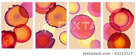 Abstract fluid art painting background alcohol ink, mixture of pink, orange and yellow paints. Abstract fluid art painting background alcohol ink, mixture of pink, orange and yellow paints. 83223327