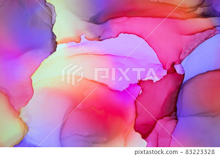 Abstract fluid art painting background alcohol ink, mixture of pink, purple and yellow paints. Abstract fluid art painting background alcohol ink, mixture of pink, purple and yellow paints. 83223328