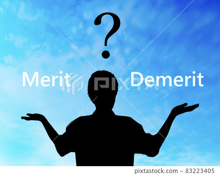 Male silhouette standing with both hands facing up_Merit and Demerit characters Male silhouette standing with both hands facing up_Merit and Demerit characters 83223405