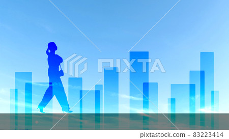 High heels female silhouette walking upwards_urban image 83223414