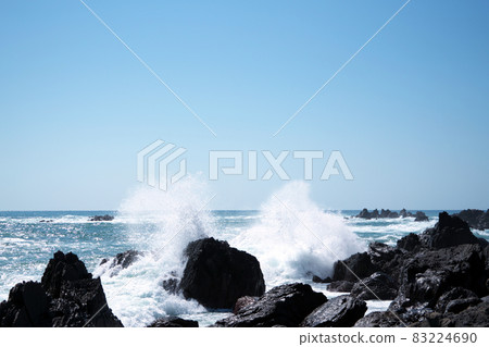 [室戶安南國海岸佐田公園] 海浪拍打著崎嶇海岸的室戶岬 21 高知縣室戶市 83224690