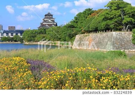 [廣島縣] 晴天下的廣島城天守閣和花園 83224839