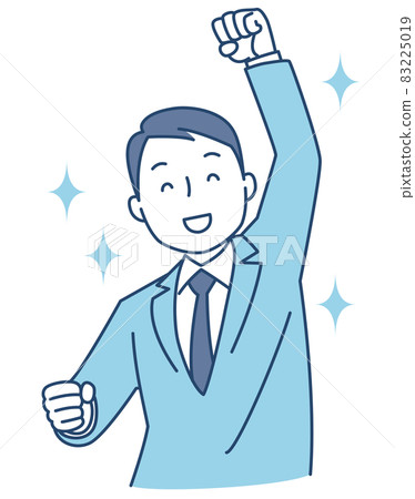 舉起一隻手就高興的西裝男 舉起一隻手就高興的西裝男 83225019