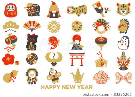新年和新年賀卡幸運符圖標集 新年和新年賀卡幸運符圖標集 83225205