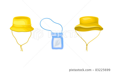 Waterproof Yellow Headdress and Plastic Bag on Strap Vector Set Waterproof Yellow Headdress and Plastic Bag on Strap Vector Set 83225699