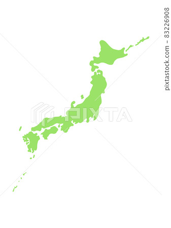 可愛的日本手繪地圖：簡單易讀的日本列島，帶複製空間--綠色 83226908