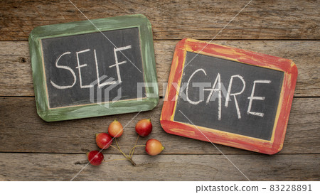 self care words - white chalk writing 83228891