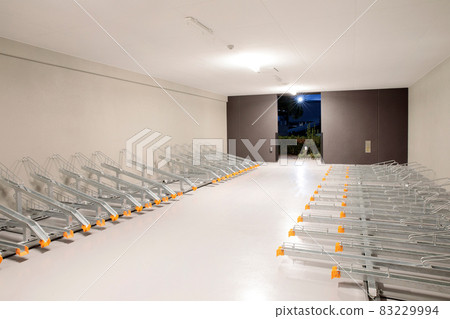 Bicycle rack in the newly built bicycle parking lot 83229994