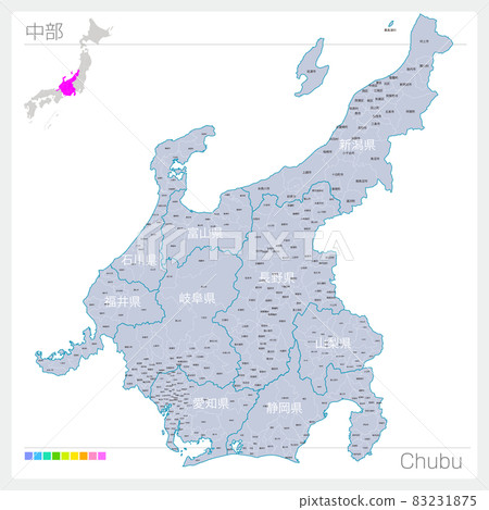 Map of Chubu / Chubu / Municipality name 83231875