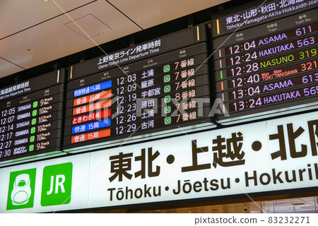 Information display for Tohoku / Joetsu / Hokuriku Shinkansen Tokyo Station 83232271