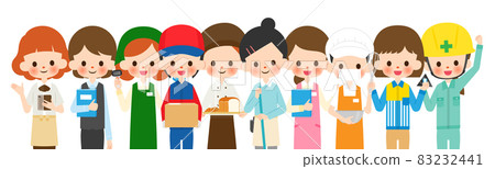 Group illustration of working women 83232441
