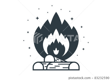 icon to kindle a bonfire in the forest on a white background. 83232590