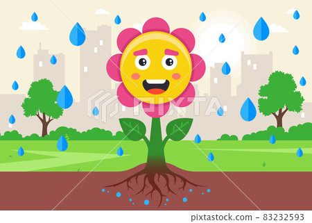 rain is dripping on a joyful flower. arid summer. rain is dripping on a joyful flower. arid summer. 83232593