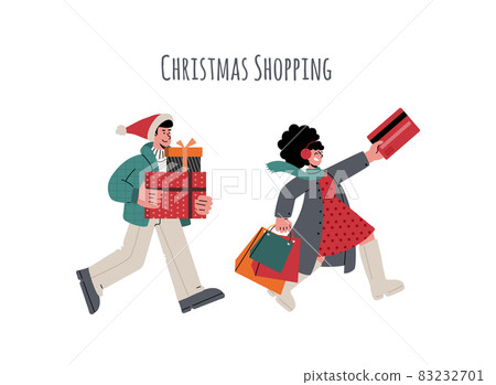 Couple shopping presents for Christmas,New Year.Woman holding credit card. 83232701