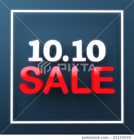 10.10 SALE promotion banner sign for advertising on blue background. October tenth day sale promo. Business and retail concept. 3D illustration rendering. 83233039