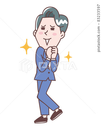 一個帶著微笑歡欣鼓舞的年輕人的全身圖解 一個帶著微笑歡欣鼓舞的年輕人的全身圖解 83233597