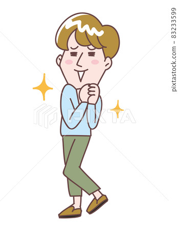 一個帶著微笑歡欣鼓舞的年輕人的全身圖解 一個帶著微笑歡欣鼓舞的年輕人的全身圖解 83233599