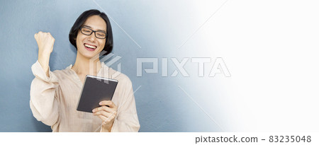 Portrait of beautiful Asian successful business man celebrate with smartphone with copy space on white background. Success and happy man education internet technology startup business banner Portrait of beautiful Asian successful business man celebrate with smartphone with copy space on white background. Success and happy man education internet technology startup business banner 83235048