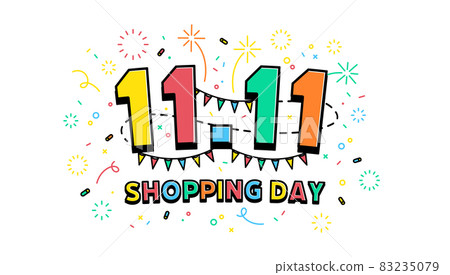 11.11 Shopping day banner template. Global shopping world day Sale on colorful background. 11.11 Crazy sales online. 83235079