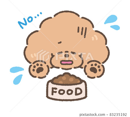 不吃狗食的玩具貴賓犬的矢量圖。 83235192