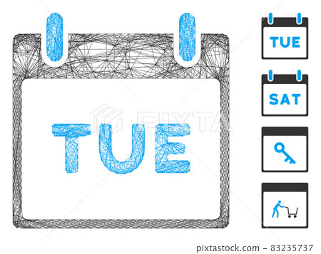 Network Tuesday Calendar Page Vector Mesh 83235737