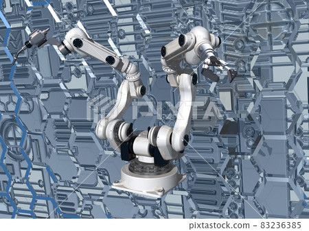 焊接機器人手，雙臂規格，移動工業機器人，尖端圖像（3DCG） 83236385