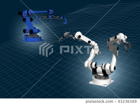 Welding robot hand Double-armed cargo mobile robot Industrial robot State-of-the-art image (3DCG) 83236389