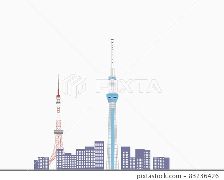 東京天空樹、東京塔和雷門的城市景觀 83236426