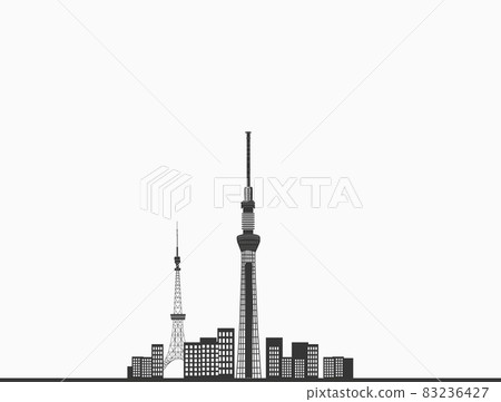 Tokyo Sky Tree and Tokyo Tower Townscape "Silhouette" 83236427