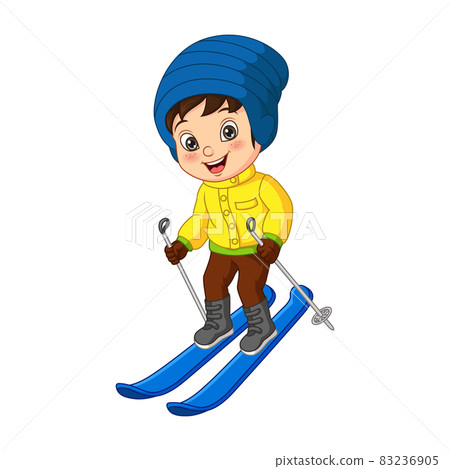 Cute little boy skiing in winter clothes Cute little boy skiing in winter clothes 83236905