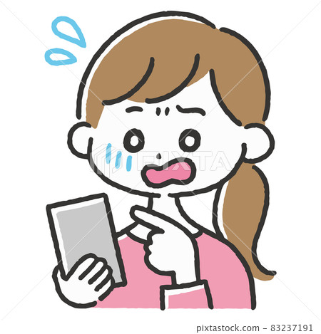 Illustration of a woman who is impatient while operating a smartphone Mobile phone Smartphone 83237191