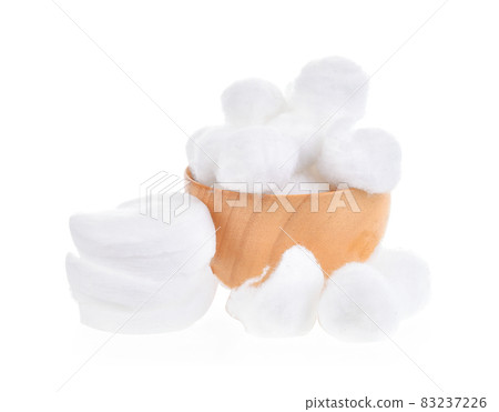 cotton in wood bowl on white background cotton in wood bowl on white background 83237226
