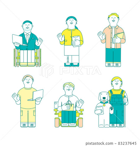 Illustration set for people with disabilities 83237645
