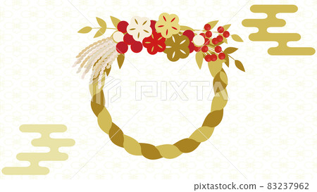 Illustration of shimenawa, clouds, Japanese pattern background, banner background for New Year sale Illustration of shimenawa, clouds, Japanese pattern background, banner background for New Year sale 83237962