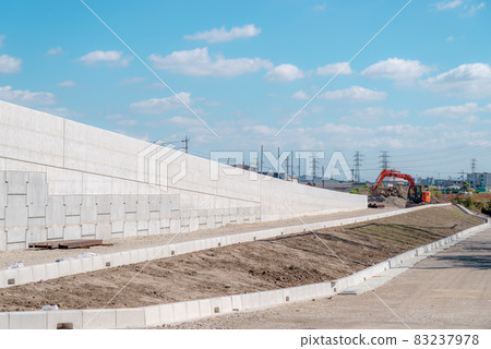 National highway No. 254 bypass construction Shimonanbata intersection Shiki city side slope 2021.10 c-2 soft color National highway No. 254 bypass construction Shimonanbata intersection Shiki city side slope 2021.10 c-2 soft color 83237978