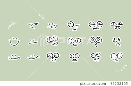 卡通風格的表情符號和麵部表情 卡通風格的表情符號和麵部表情 83238105