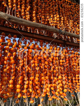 Dried persimmon Hoshigaki persimmon persimmon - Stock Photo