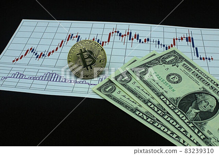 [Thumbnails of articles on foreign exchange, FX, stocks, dollar yen, bitcoin, etc.] Three dollar bills and charts 83239310