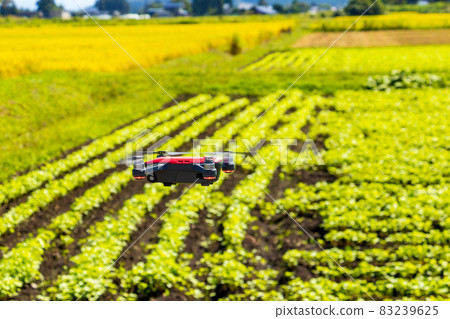 Image of drone flying over the field for agriculture 83239625